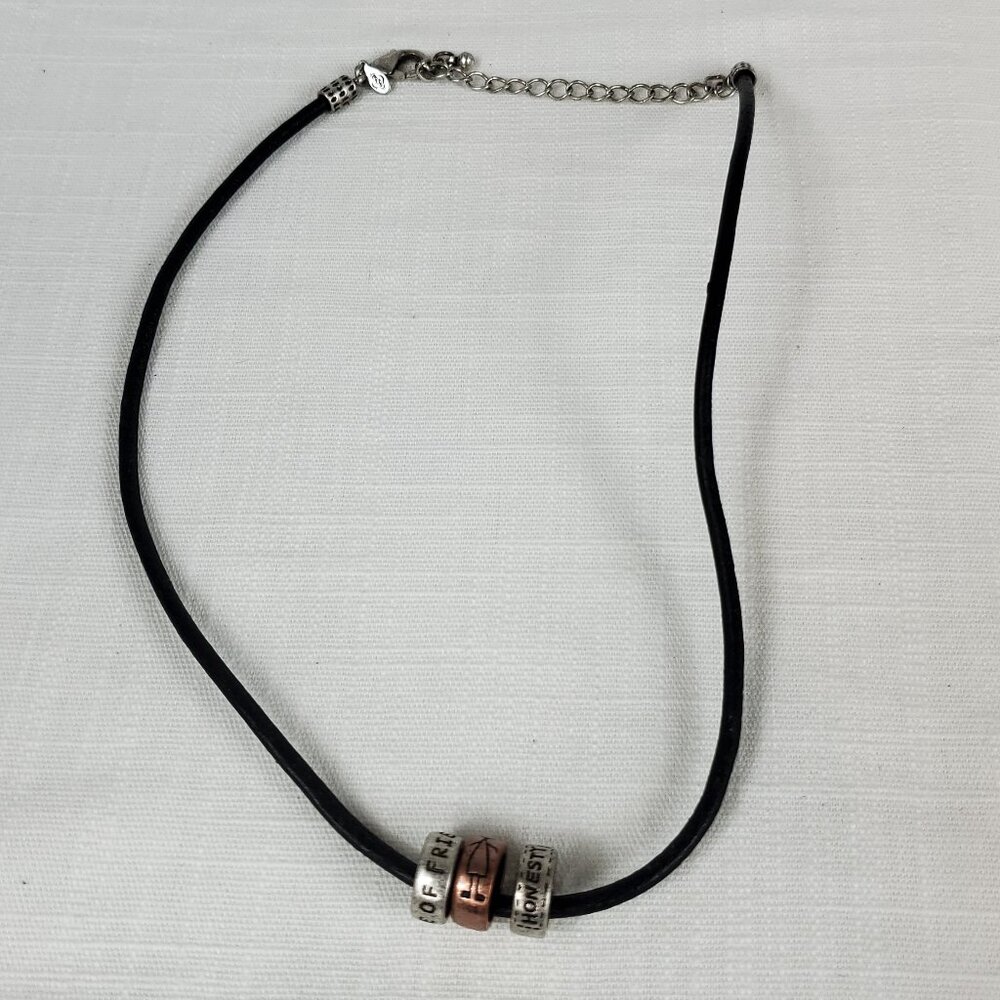 Premier Design 3 Circle Ring Pendant Leather Cord Necklace